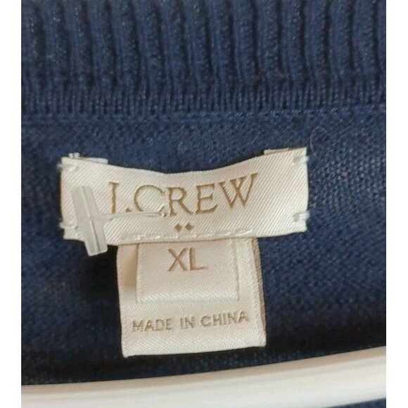 J. Crew V Neck Sweater XL Blue 3/4 Sleeve Pullover Preppy Minimalist Coastal - Picture 4 of 8